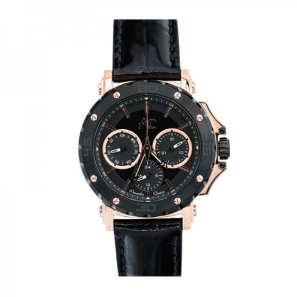 Alexandre Christie AC 9205 Rosegold Black Leather BFLBRBA